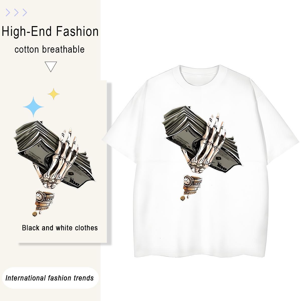 Classic Men T Shirts 230g Cotton cash Daily Wear Custom Cartoon Breathable Crew Neck Men Tops Tees DIY Customized Tee Shirt