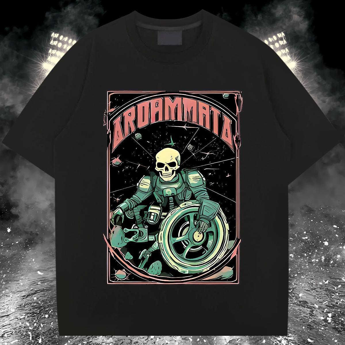 Free Shipping Man T Shirts 230g Cotton skull Anime Printing Street Cartoon Printing L-4XL Round Neck Short Sleeve Mens Tshirts Wholesale Top Tees