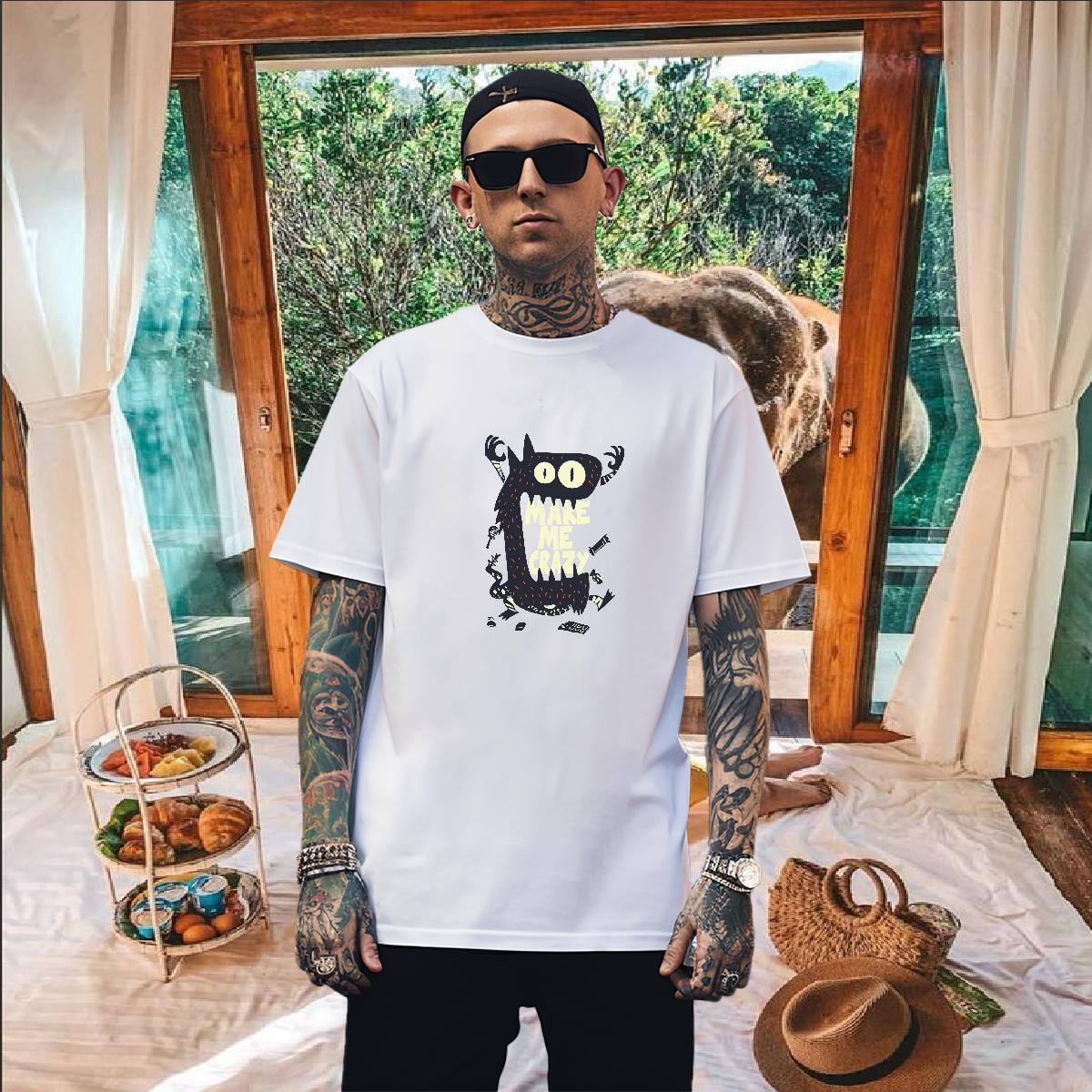 Cool Design T shirt 230g Pure Cotton ET Hip Hop Street Custom Printed Short Sleeve O-Neck Men Tops Tees DIY Top Tees