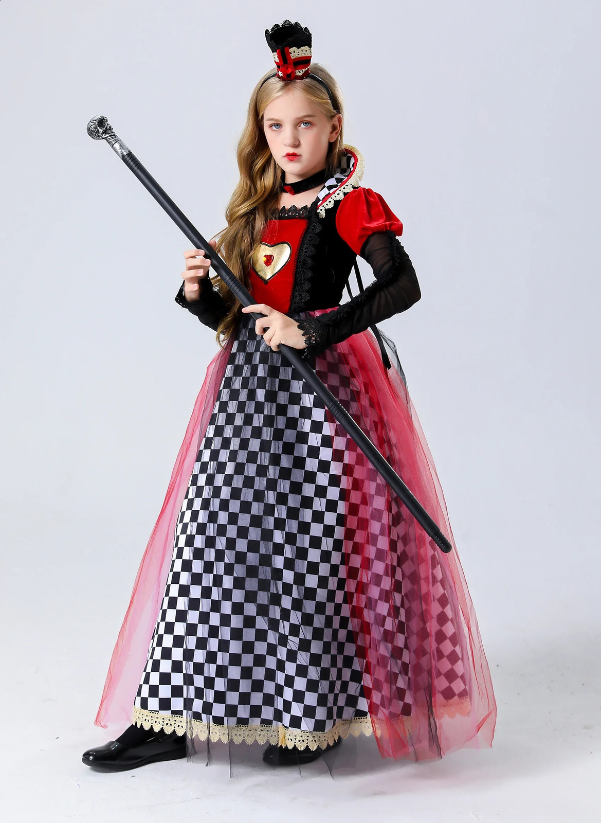 Halloween Alices Adventures in Wonderland Red Queen Carnival costume stage performance princess roleplaying parents children fancy dress 240823