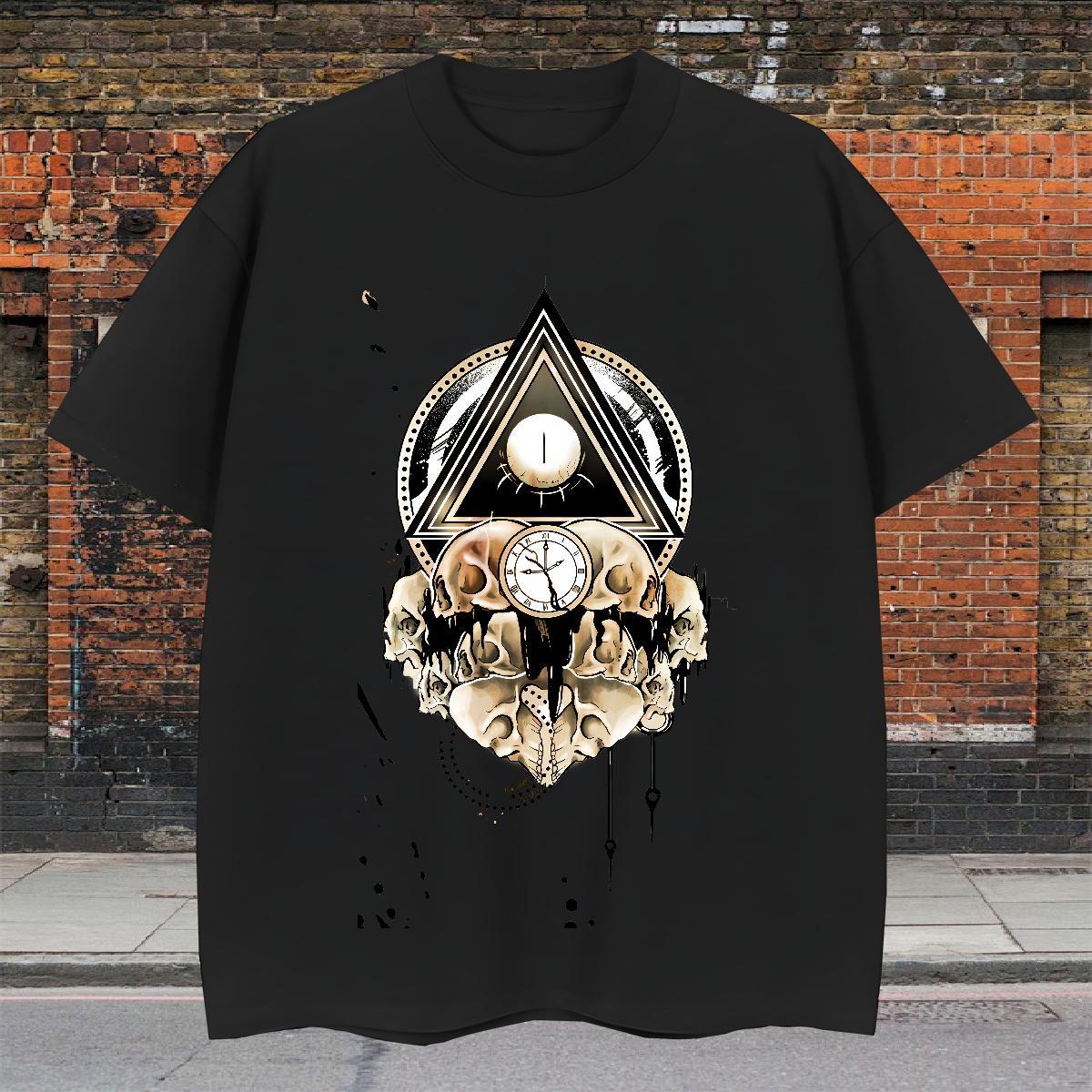 Free Shipping T shirt 100% Cotton 230g eye of the devil Beach Oversized 4XL O-Neck Short Sleeve Men Tops Tees Fashion Designer Tee Shirt