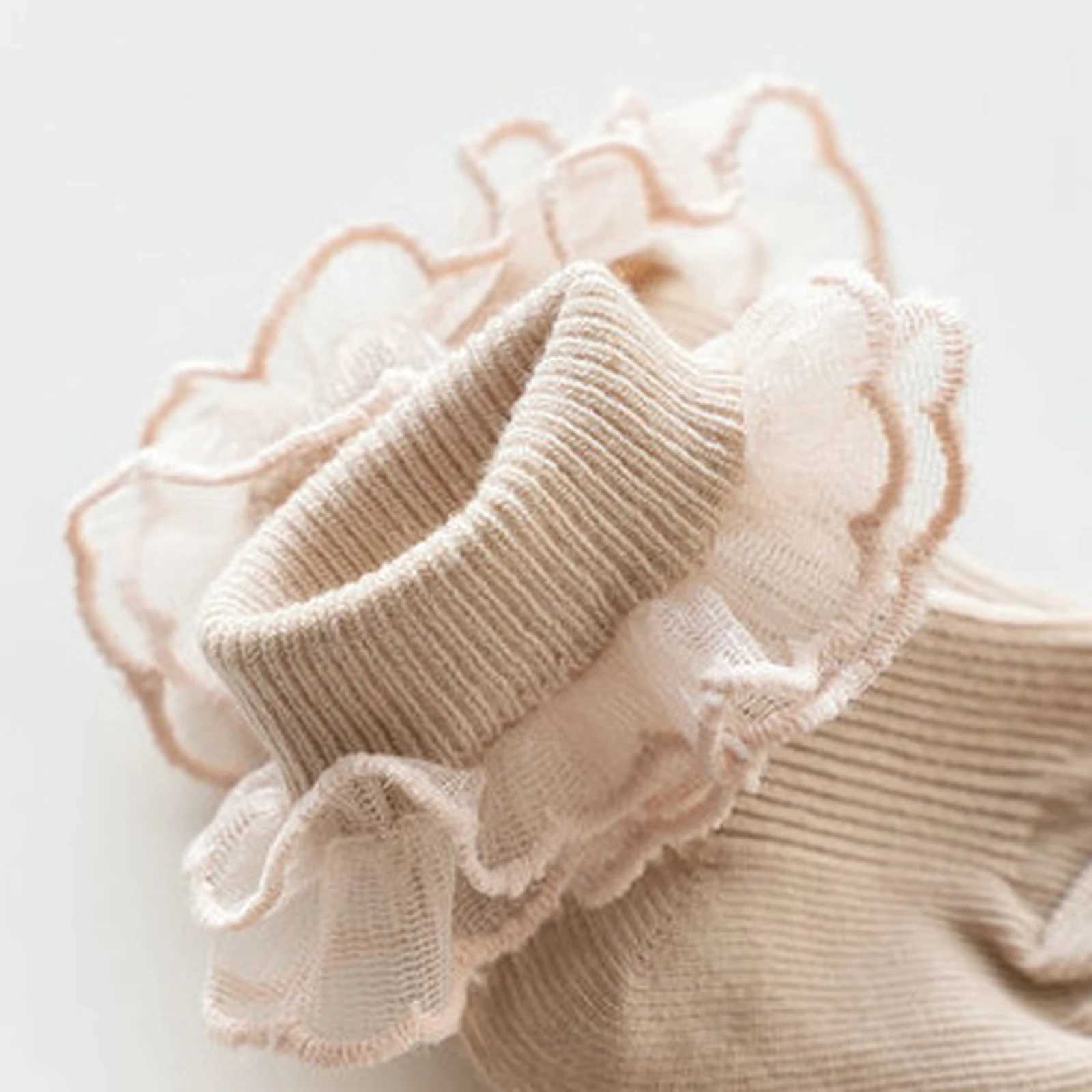 Pudcoco Baby Socks for Girls Lace Ruffles Toddler Sweet Anti-Skid Princess Socks Spring Fall Cute Kids Socks 0-2Y CL240824