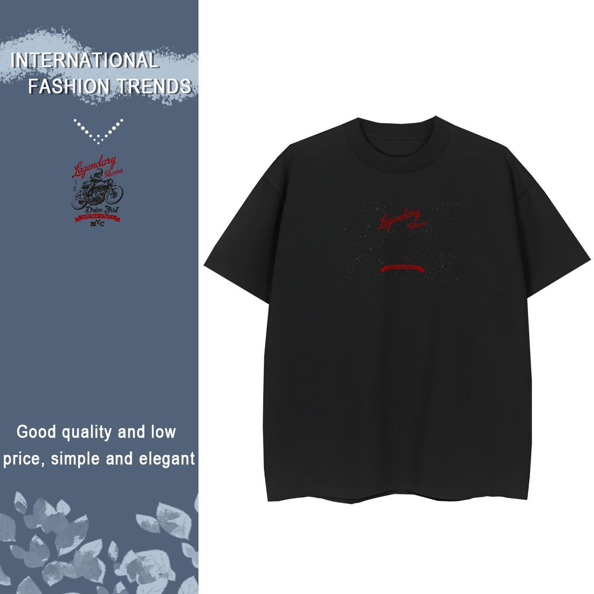 Loose Fit T-Shirts 230g Pure Cotton Motorcycle Spring Summer Cartoon Printing L-4XL Breathable Short Sleeve Couples T Shirts Fashion Casual Tees