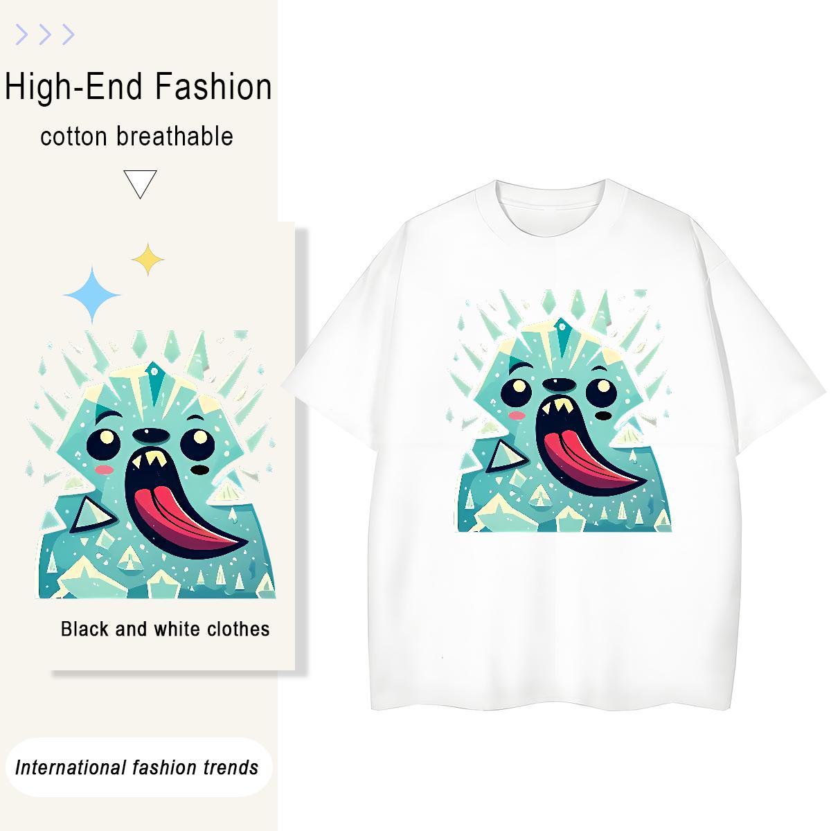 Loose Unisex Tshirts 230g 100% Cotton grimace Sports Casual T-Shirts Crew Neck Anime Oversized Polos