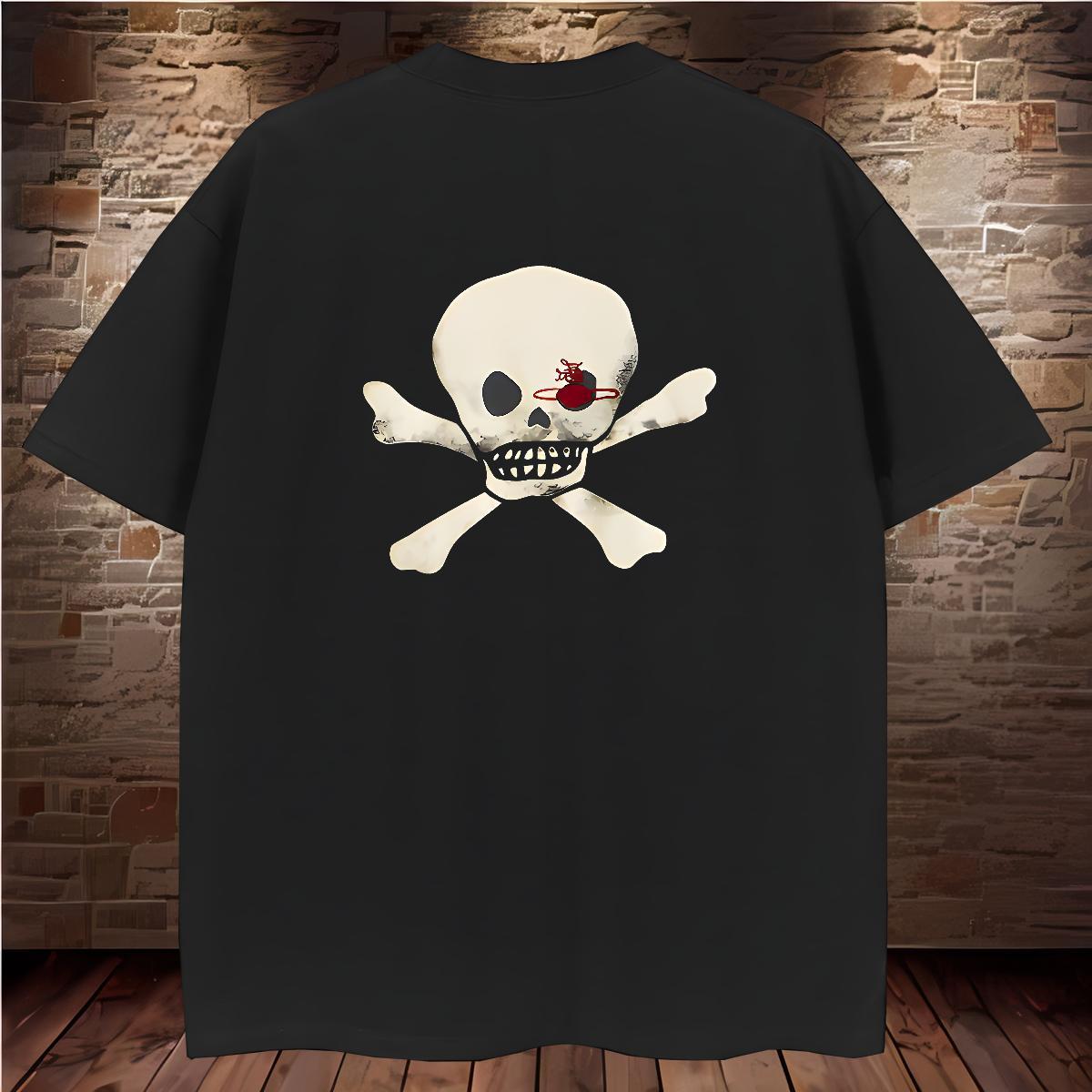 Cool Men T Shirts 230g 100% Cotton skull Casual DIY Breathable Crew Neck Men Tops Tees 2024 DIY Tops Shirt