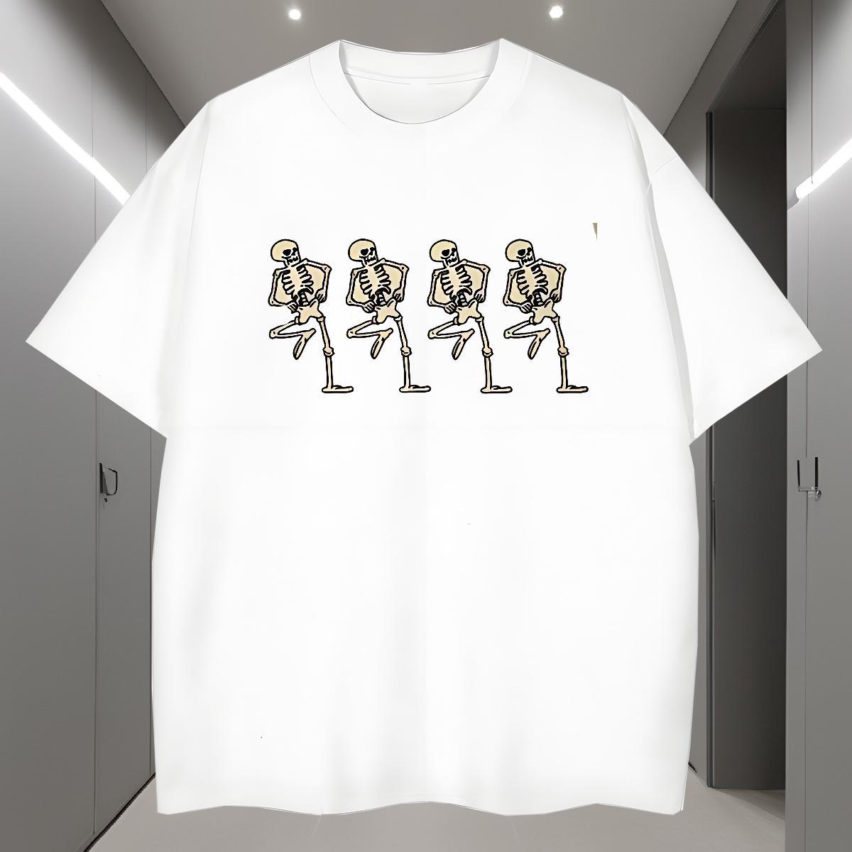 Wholesale T Shirts Men 100% Cotton 230g skull Beach Customized Print Breathable Soft Men Clothes T-Shirt Brand Tees