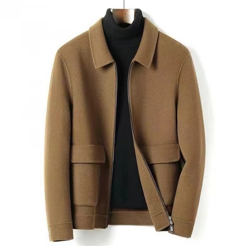 2024 Autumn And Winter Korean Mens Woolen Coat Business Casual Thick Warm Collar Short Versatile y240823