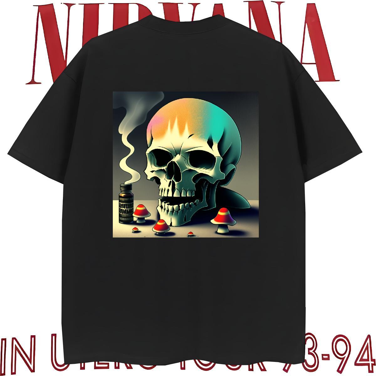 Loose Fit T Shirts Men 230g Pure Cotton skull Street wear Hip Hop Custom Big Size O Neck Short Sleeves Tshirt for Man Woman Wholesale Clothings