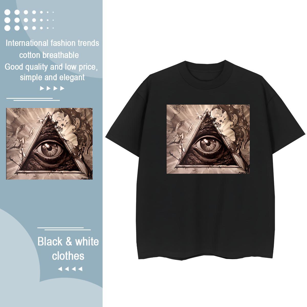 TOP Quality T-Shirts for Men 230g Pure Cotton eye of the devil Summer Casual Anime Breathable Soft Men Tees Fashion Design Polos