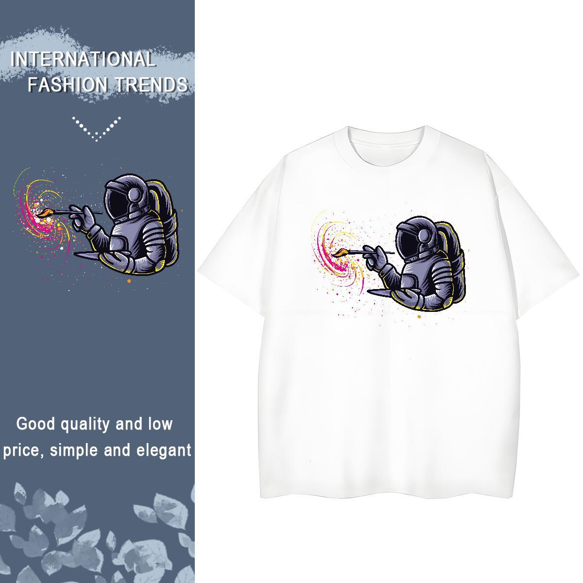 Unisex Womens Tshirts 100% Cotton 230g cosmonaut Sports Street Wear T-Shirts O-Neck Short Sleeve Customized Print Clothings