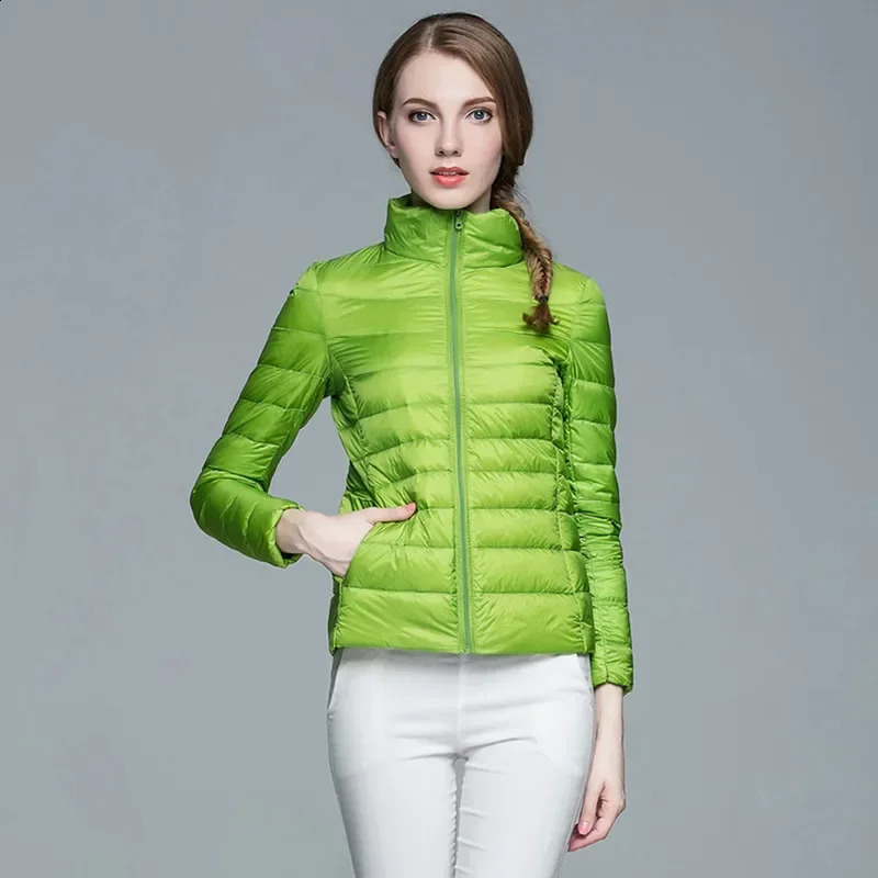 Fashionable winter autumn womens long sleeved white duck down jacket casual windproof hooded 240823
