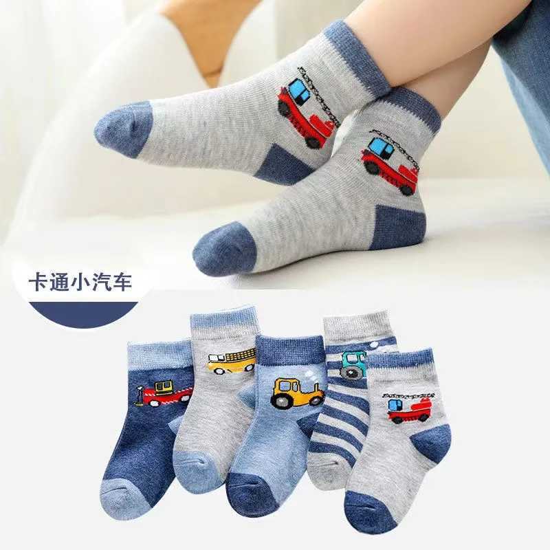 5 Pairs Autumn Fashion Boys Sock for Kids Cute Baby Girl Happy Funny Boat Long Socks White Spring Childrens Clothes CL240824