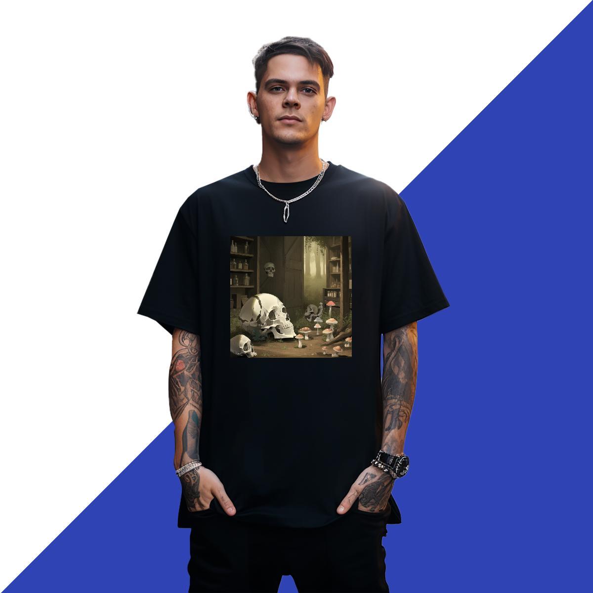Loose Mens T Shirts 230g 100% Cotton skull Hip Hop Street DIY Printed O Neck Short Sleeves Men Tees Factory Direct Polos