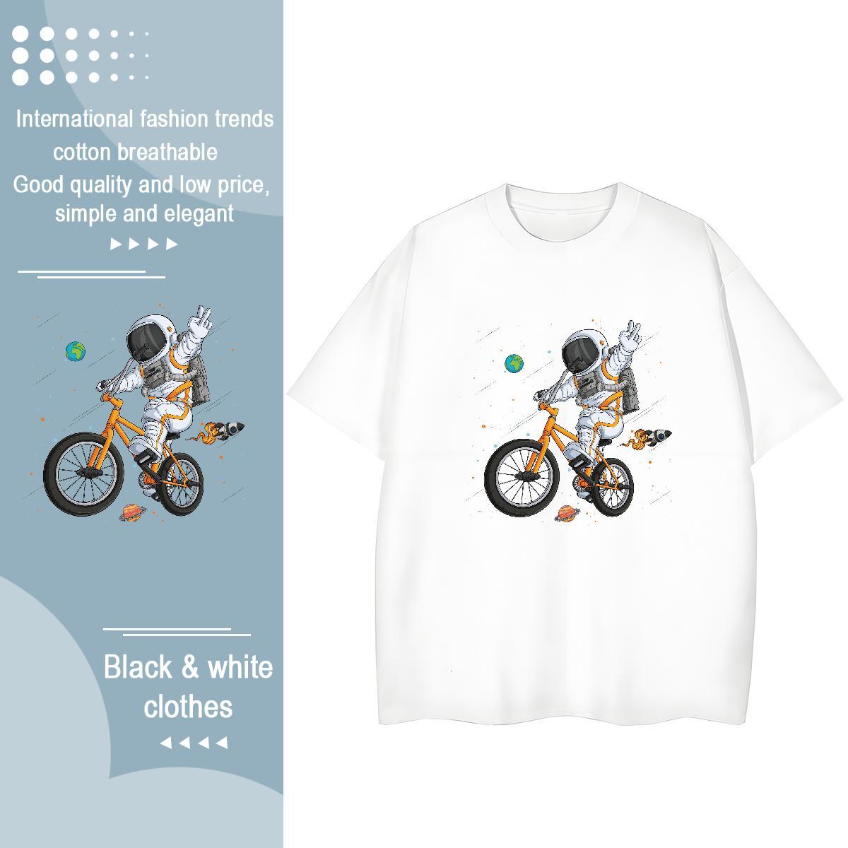 Nice Woman Tshirt 230g Cotton cosmonaut Hip Hop T-Shirts for Women Short Sleeve O-Neck Anime Tees Shirts