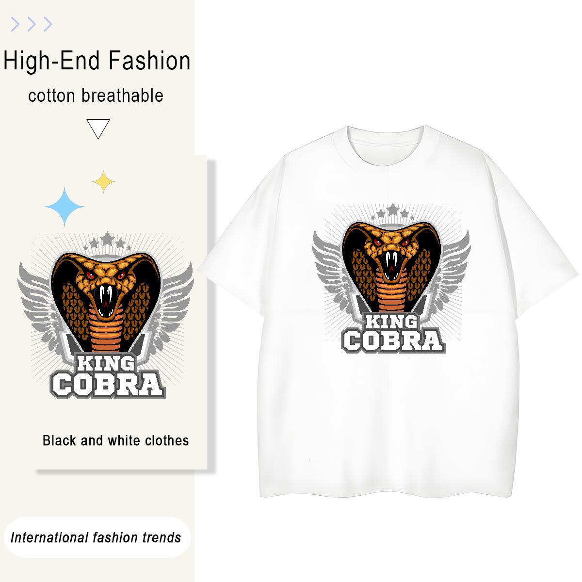 Fashion Designer Men Clothes T-Shirt cobra Beach 230g 100% Cotton Tops Round Neck Short Sleeve Comfortable T shirt Asian Size