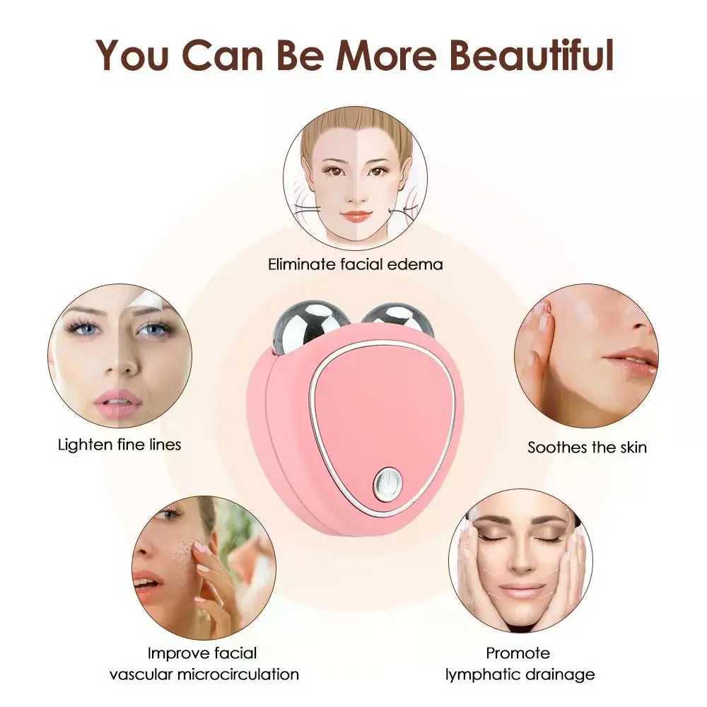 Portable Electric Face Lift Roller Massager EMS Microcurrent Sonic Vibration Facial Lifting Skin Tighten Massage Beauty Devices CL240825