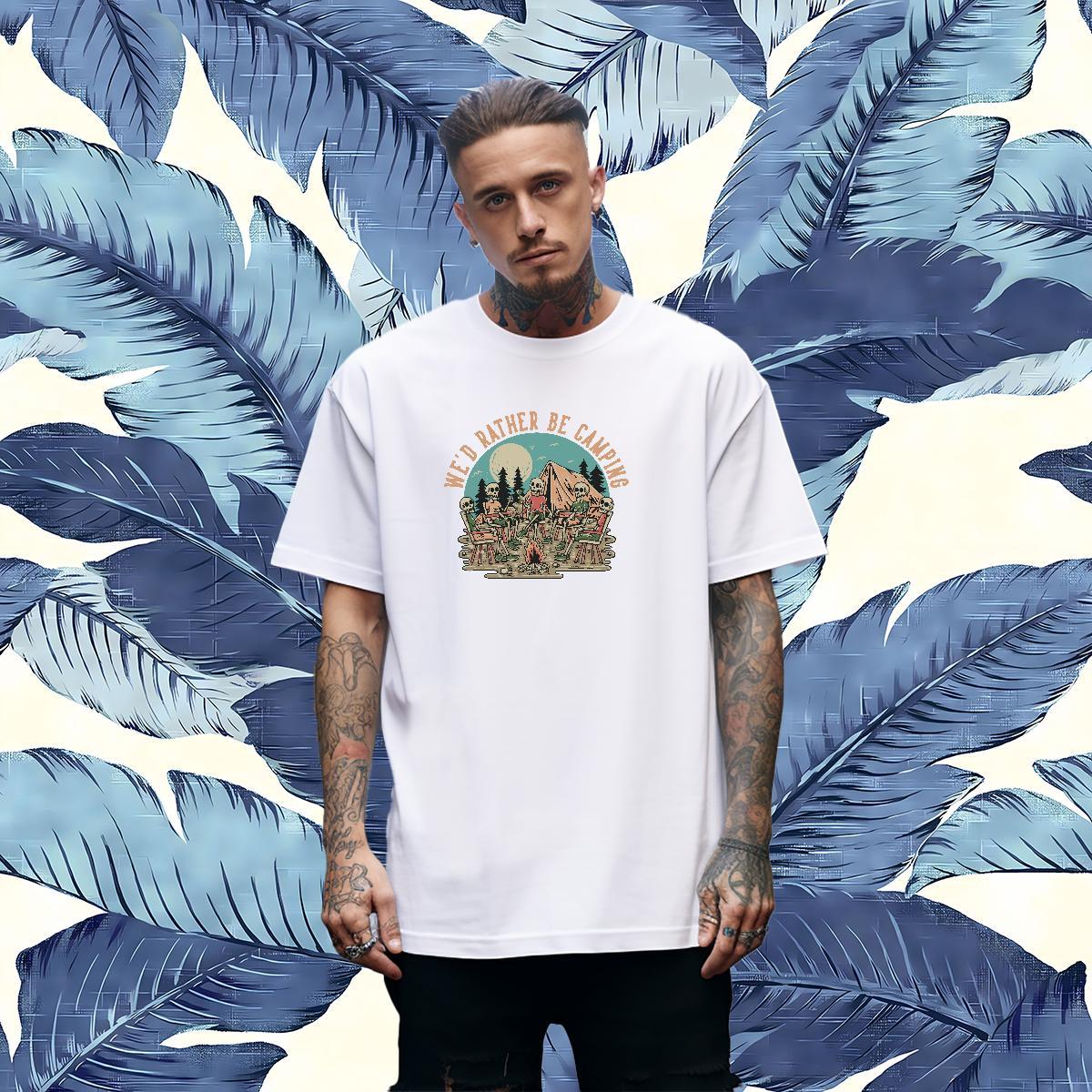Designer T Shirt For Man 100% Cotton 230g skull High Street Hip Hop Floral Print Breathable Crew Neck Tshirts 2024 Summer Clothes