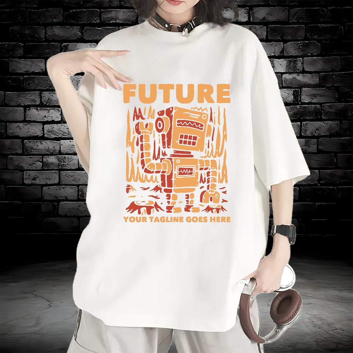 Unisex Womens Tshirts 230g Pure Cotton letter Hip Hop Womens T Shirts Crew Neck Plus Size Cartoon Tops Tees