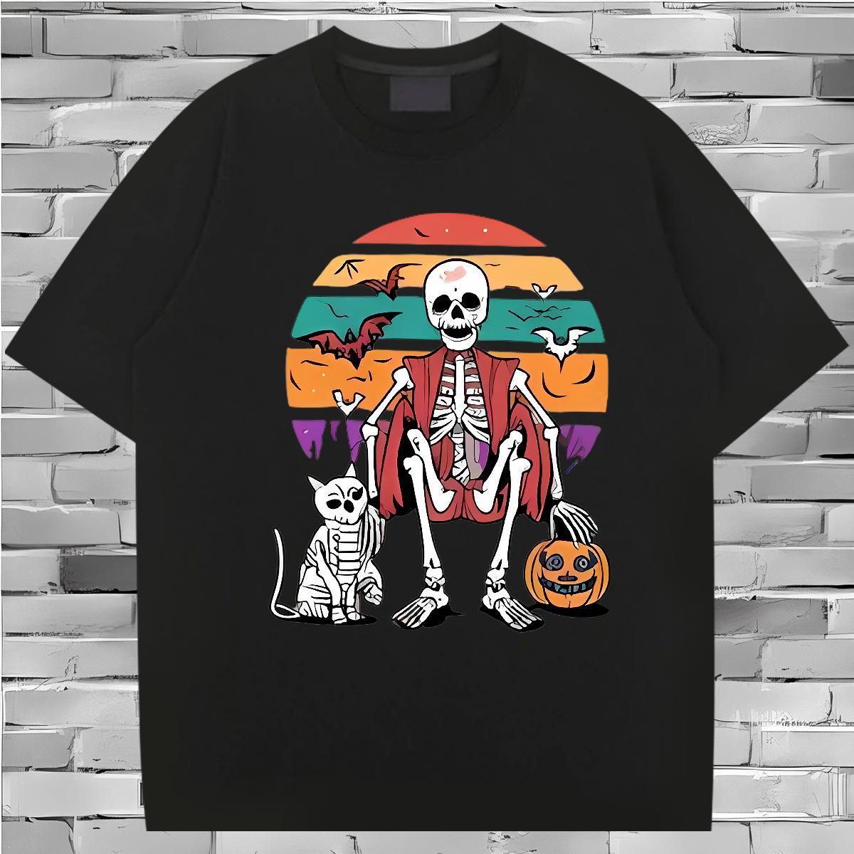 Designer T-Shirts 230g Cotton pumpkin Beach DIY Printed Breathable Crew Neck Couples T Shirts Classic Casual Tshirts