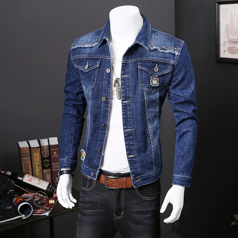 Mens denim jacket highquality for students solid fashion autumn and spring arrivals embroidered mens clothing 240824