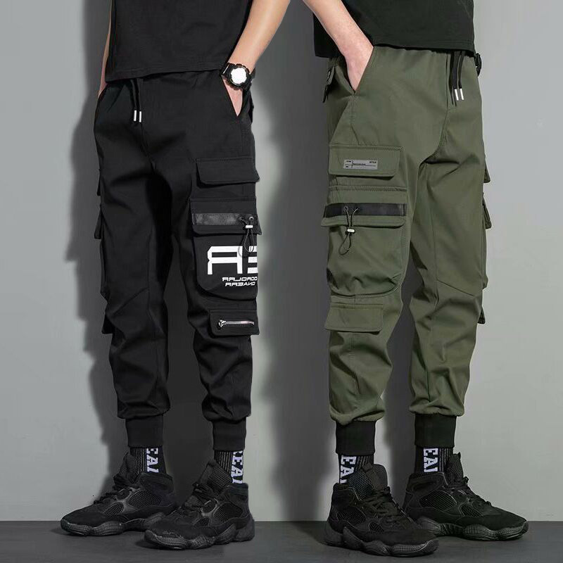 Mens Aarmy green cargo pants casual hiphop hit color multi pocket Trouser Streetwear sports mens size M5XL w240824