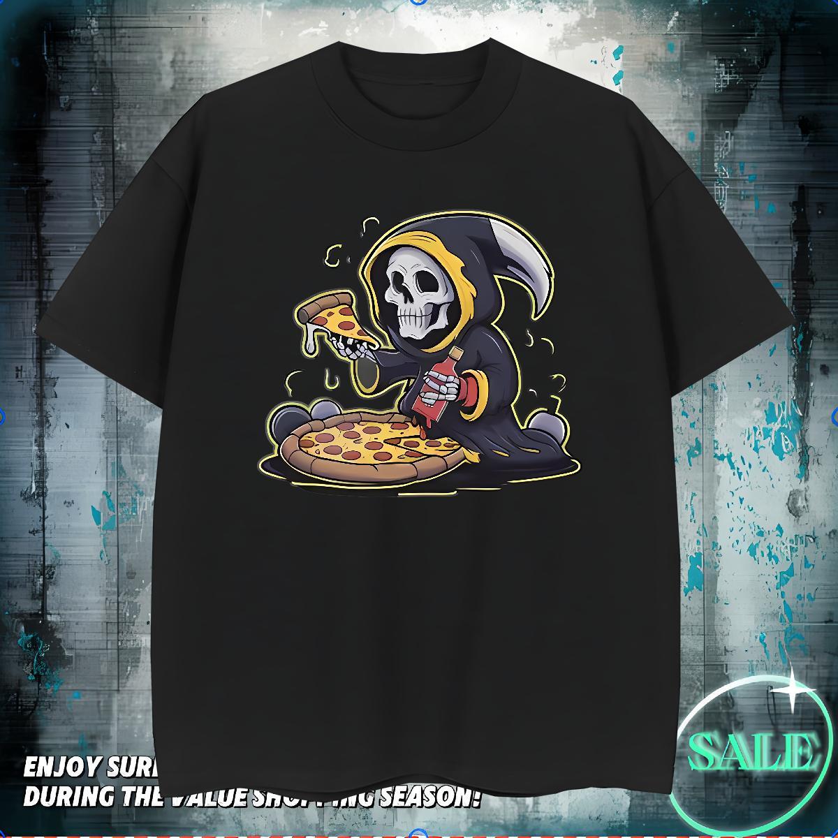 Loose Man T Shirts 230g Pure Cotton pizza Summer Casual Cartoon Printing L-4XL Crew Neck Breathable Tshirts 2024 Designer Clothes
