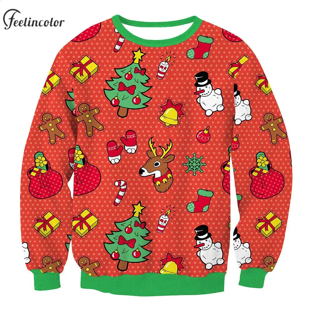 Oversize Sweatshirt for Men Ugly Christmas Pullovers Couple Tracksuit Men Women 90S Vintage Clothes Streetwear Femal Clothing 240823