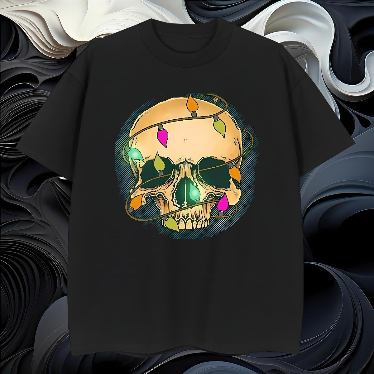 Classic T Shirts Men 230g 100% Cotton skull Spring Summer Skull Crew Neck Breathable Men Tees DIY Polos