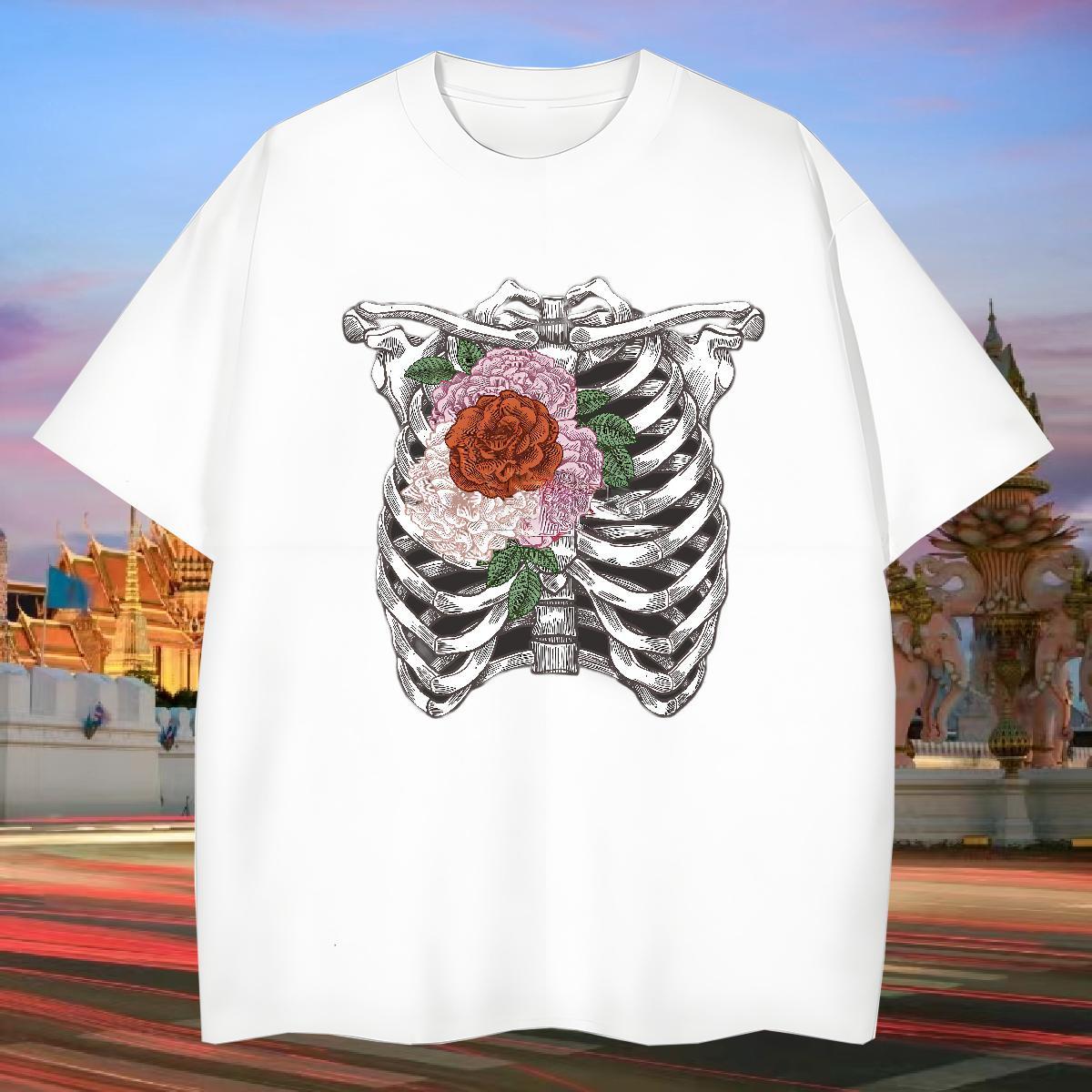 High Quality Man T Shirts 230g Cotton flower Casual Oversized Breathable Short Sleeve Tshirt for Man Woman Custom Tshirts
