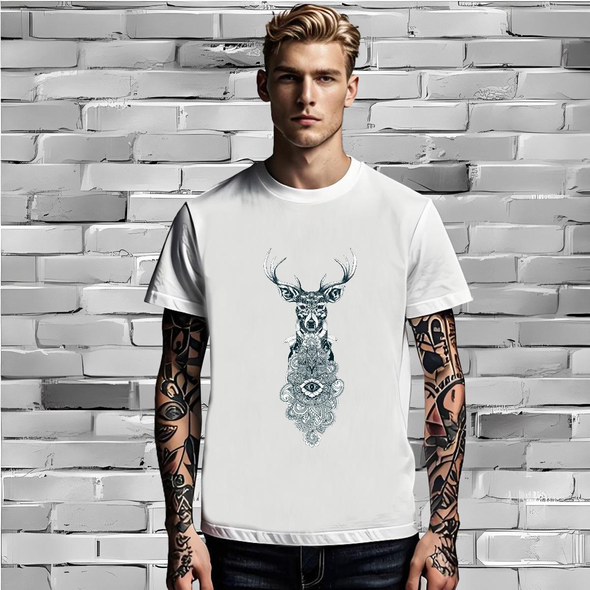 Fashion Design Men Tees Deer Anime Printing Street 230g 100% Cotton Tshirts Breathable Short Sleeve Classic T Shirt For Man Plus Size Cartoon