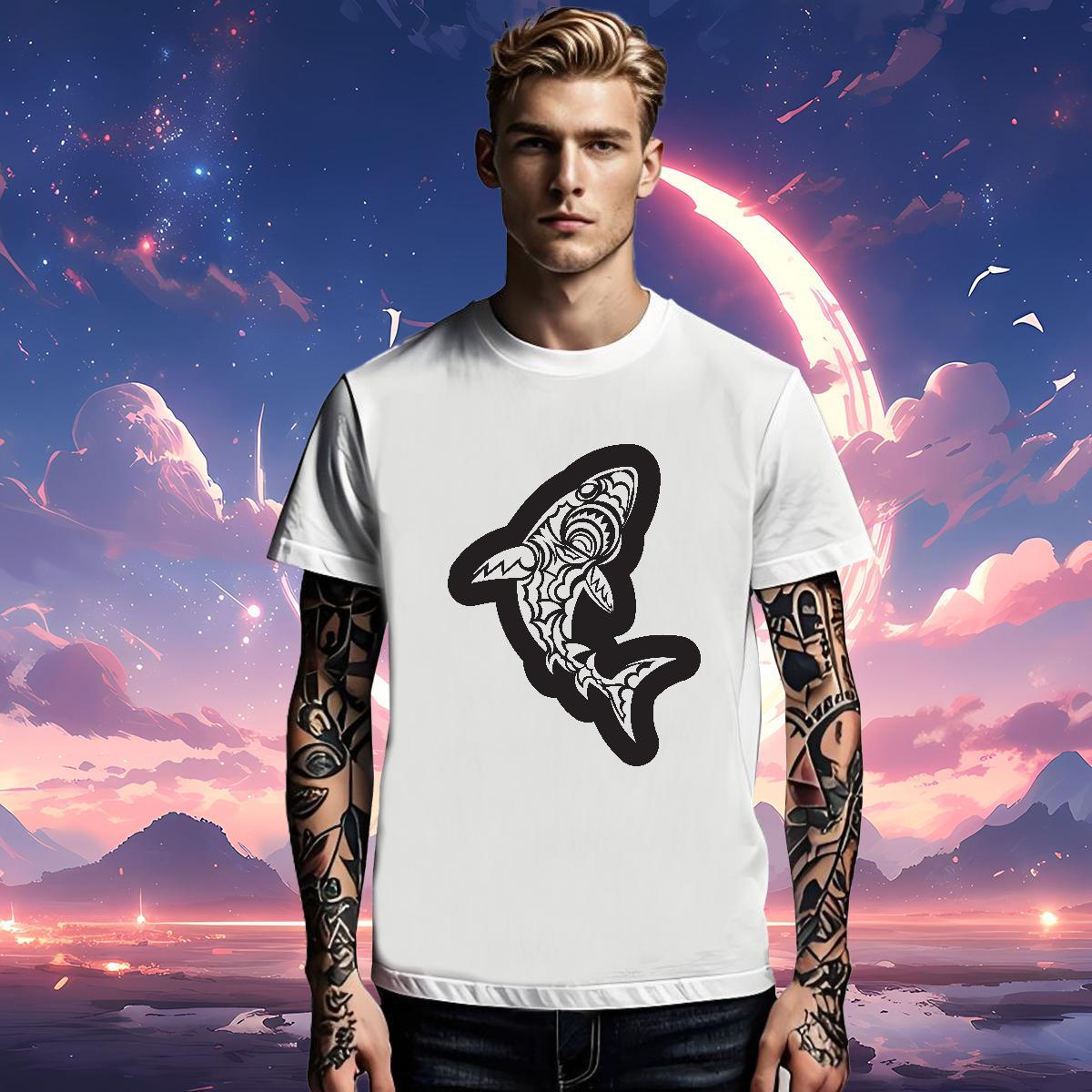 Fashion Design Mens Tshirts fish Hip Hop 230g Pure Cotton Clothes Breathable Short Sleeve Designer T-Shirts for Men Customized