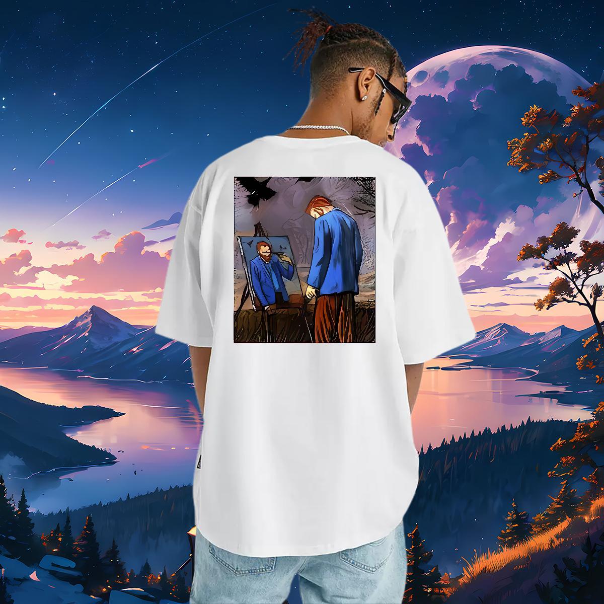 Soft Man T Shirts 230g 100% Cotton portrait High Street Hip Hop Customized O Neck Short Sleeves Mens Tshirts Fashion Designer Tops Tees
