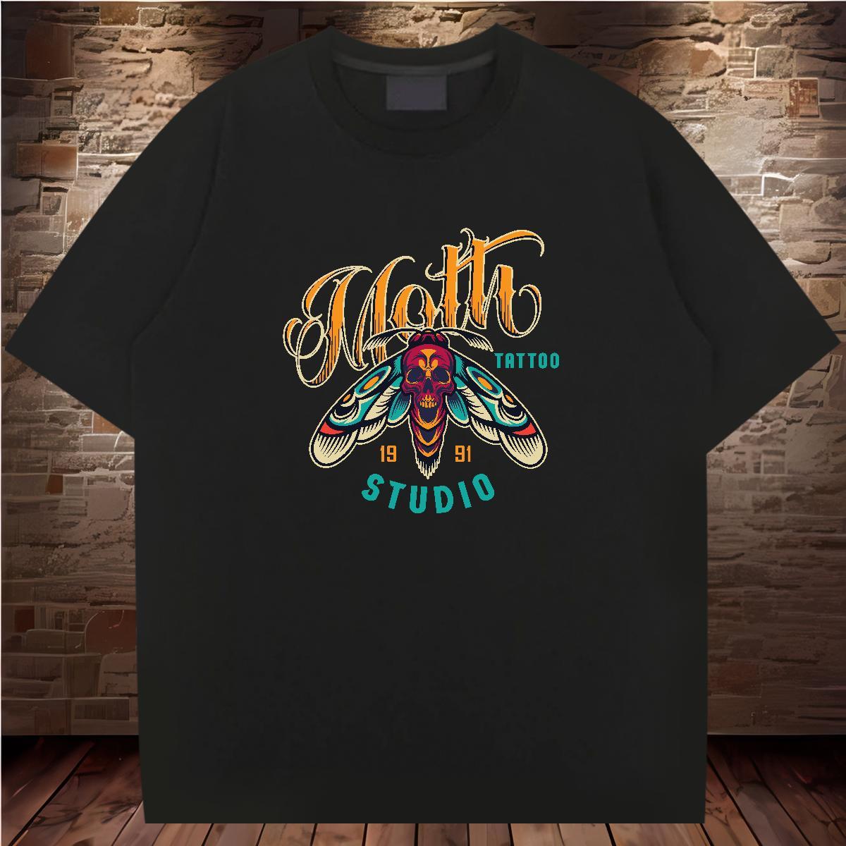 Designer T-Shirts for Men 230g Pure Cotton skull Hip Hop Oversized 3XL 4XL Breathable Short Sleeve Men Clothes T-Shirt Fashion Tee Shirt