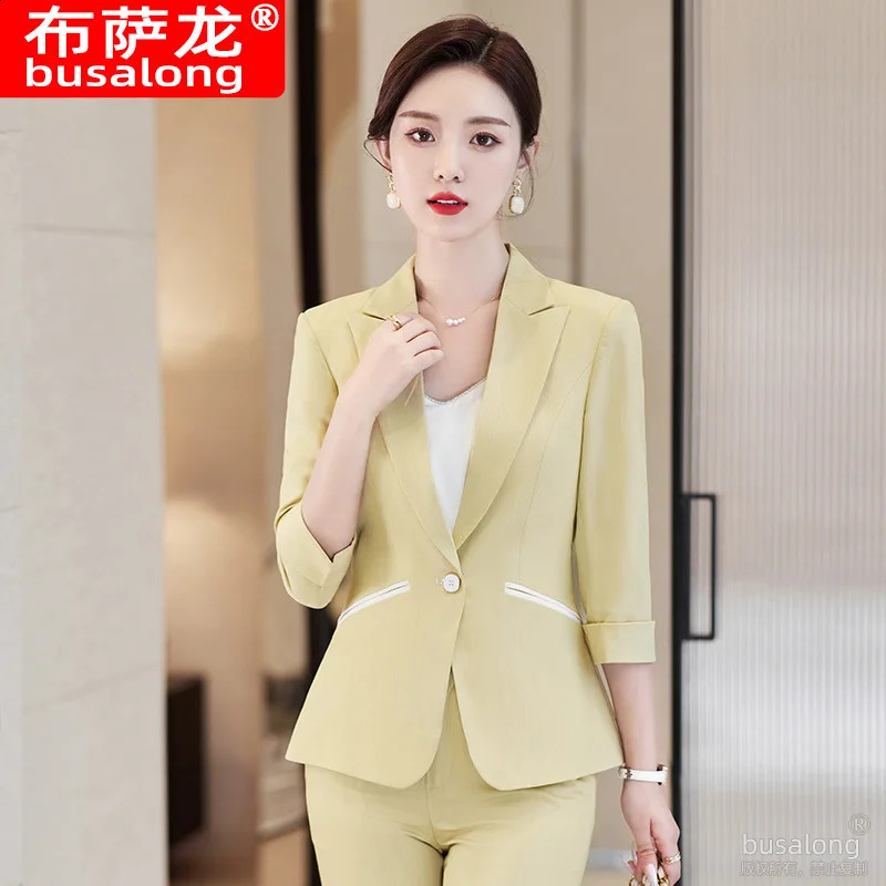 Summer Half Sleeve Ol Business Wear Womens Set Pants 240823