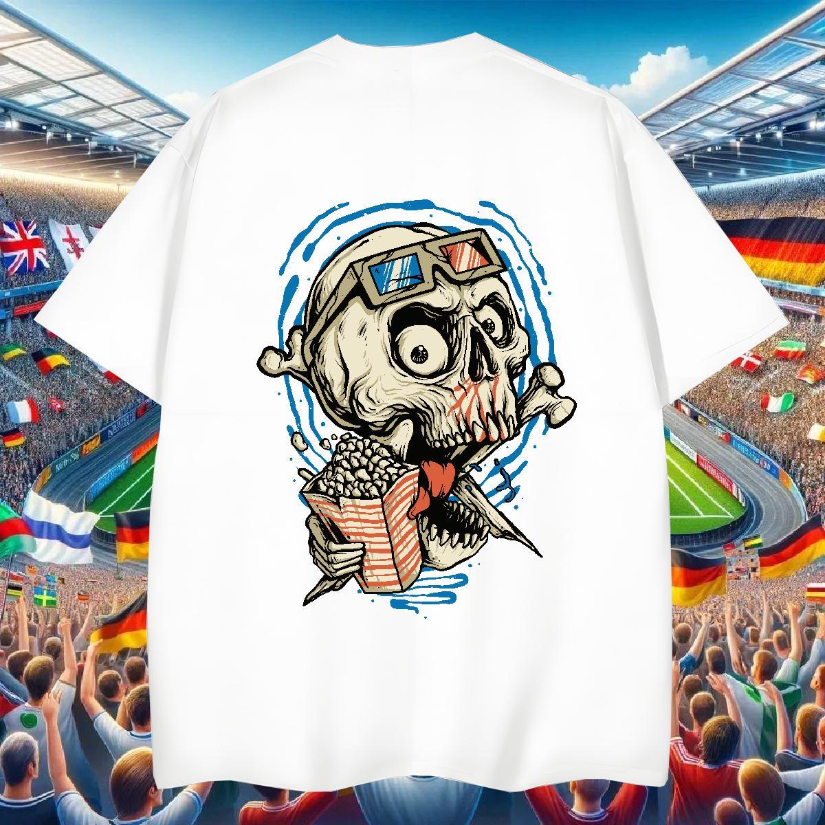 Brand T-Shirts for Men 100% Cotton 230g skull High Street Hip Hop Custom Cartoon Breathable Crew Neck Couples T Shirts Fashion Design Clothes