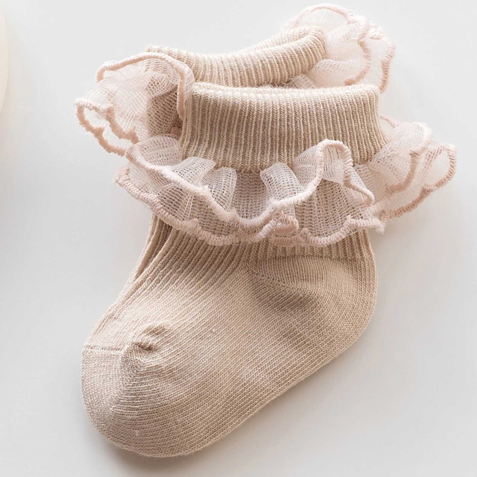 Pudcoco Baby Socks for Girls Lace Ruffles Toddler Sweet Anti-Skid Princess Socks Spring Fall Cute Kids Socks 0-2Y CL240824