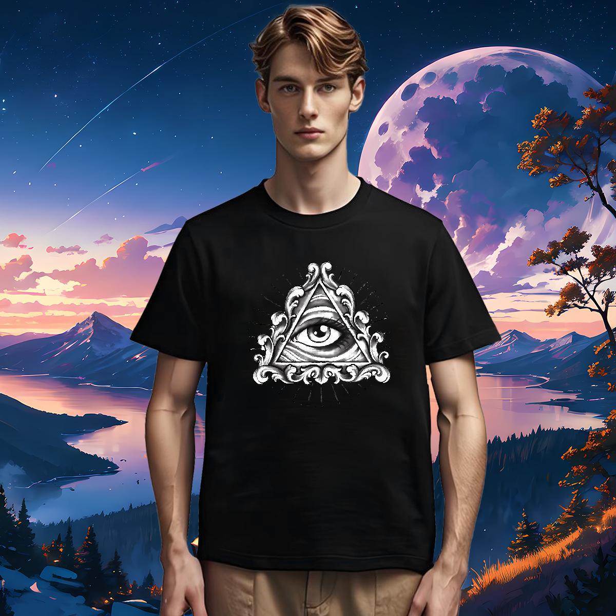 Classic T-Shirts for Men 100% Cotton 230g eye of the devil Street DIY Anime Breathable Tshirt for Man Woman New Designer Clothes