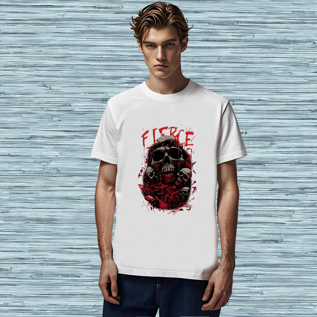 Brand Mens T Shirts 230g Pure Cotton bloodiness Casual Plus Size Cartoon Round Neck Short Sleeve Tshirts Classic Casual Tops