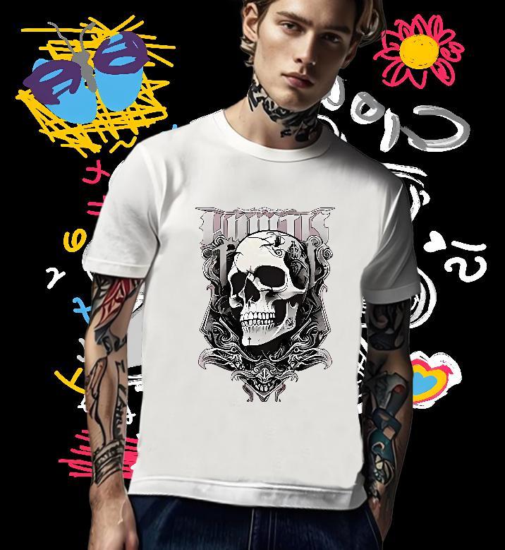 Unisex Mens T Shirts 100% Cotton 230g skull Spring Summer Custom Cartoon Crew Neck Mens Tshirts DIY Customized Wear