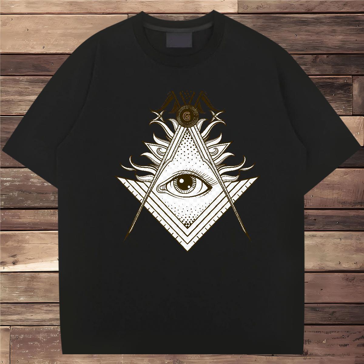 Cool T Shirts Men 230g Pure Cotton eye of the devil Hip Hop Street DIY Printed Breathable Short Sleeve Men Tshirts Classic Clothes