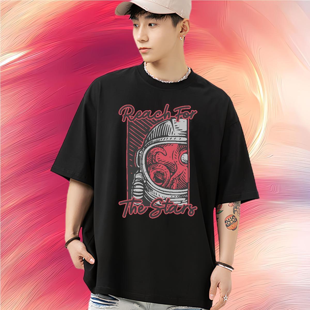 Unisex T-Shirts for Men 230g Pure Cotton ET Casual Beach DIY Anime O Neck Short Sleeves Mens Tshirts Designer Fashion Tees Shirts