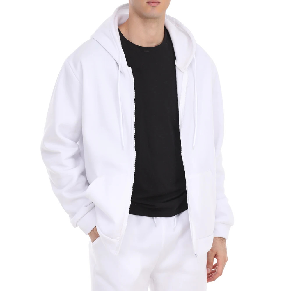 Casual Jacket Men Women Fleece Sweatshirts Loose Zip Hoodies Spring Daily Clothing Sports Coat Solid Color Jacket Y2k Streetwear 240823
