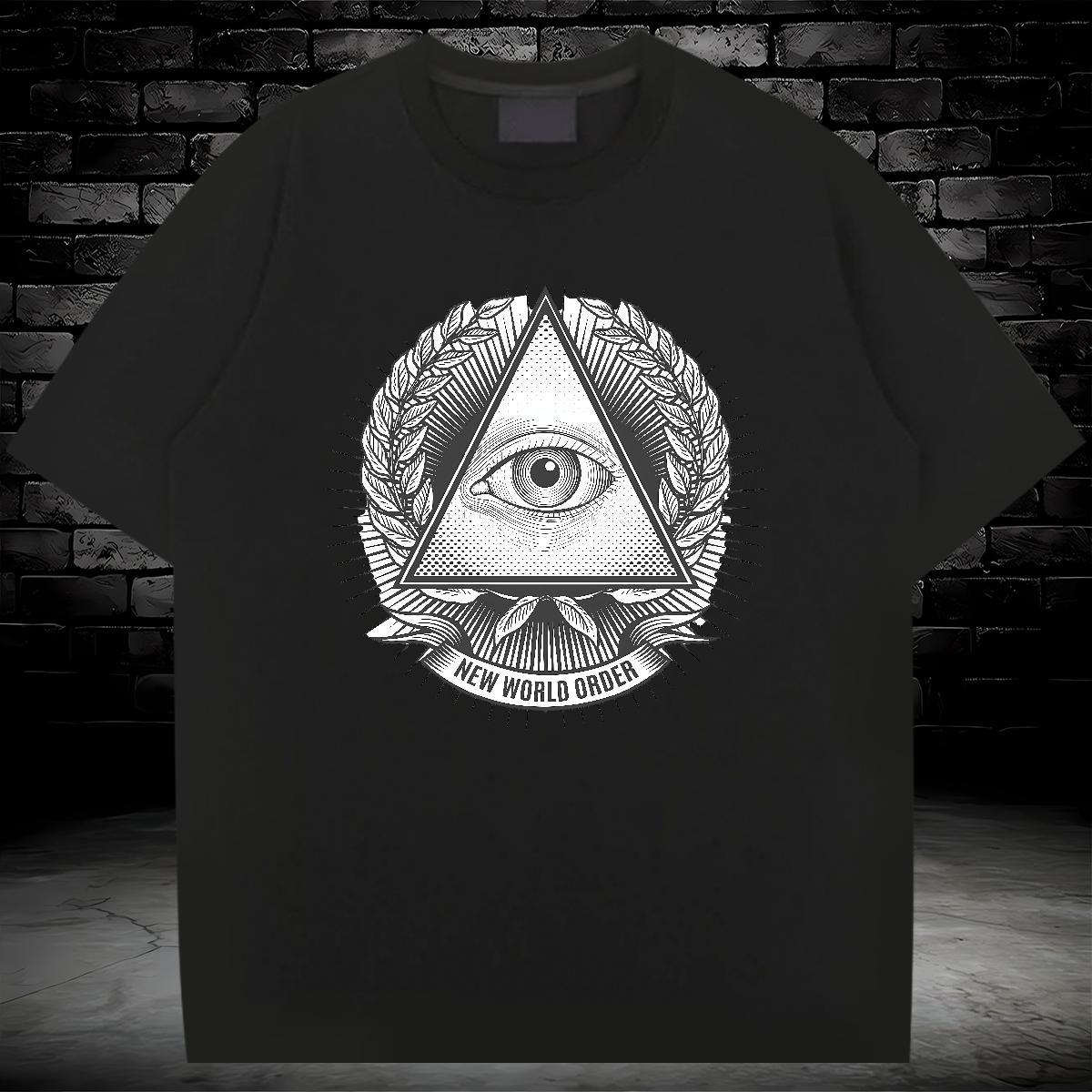Loose Fit Men T Shirts 230g 100% Cotton eye of the devil Street wear Hip Hop Custom Big Size O Neck Short Sleeves Tshirts Classic Casual Top Tees