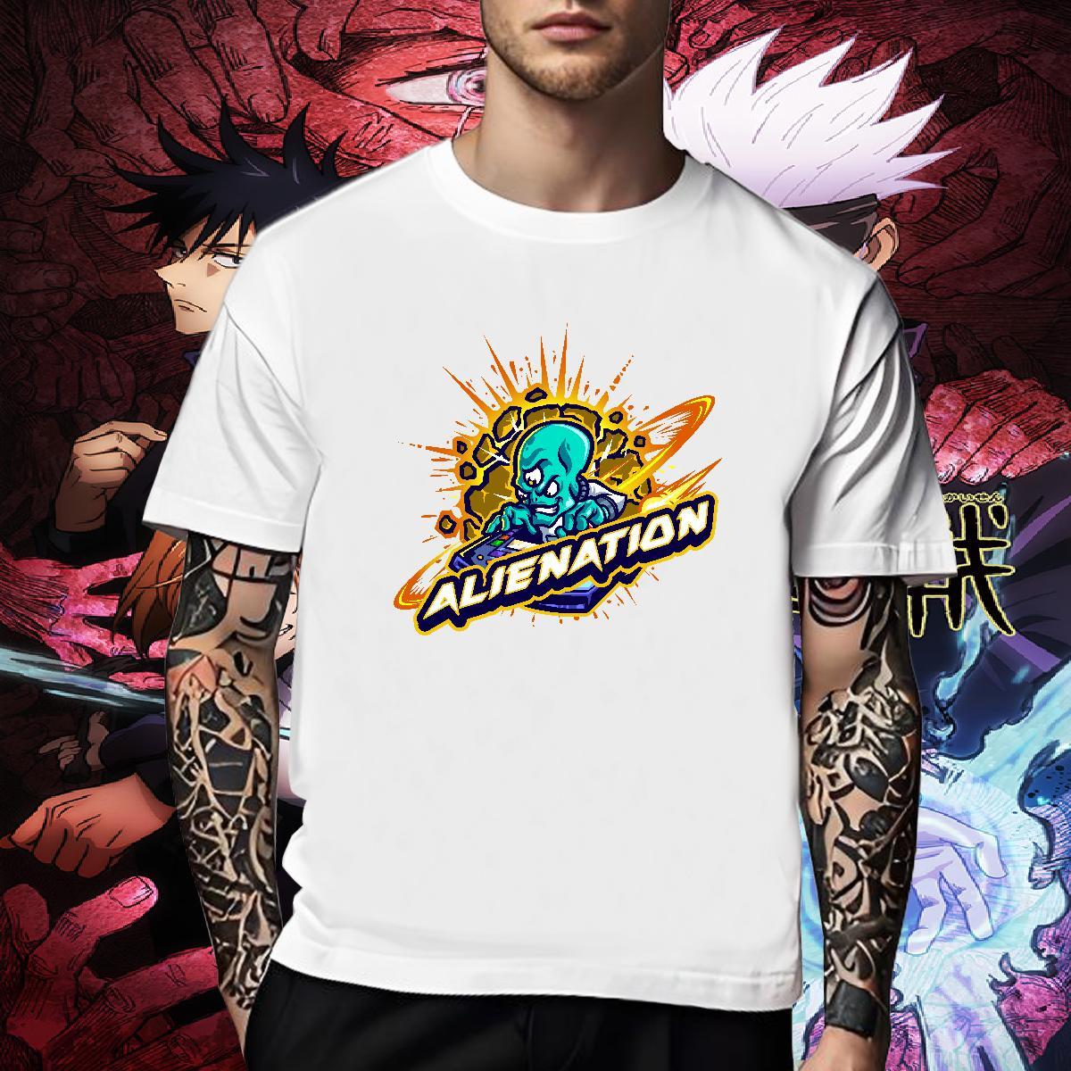 Loose Fit T-Shirts 230g Pure Cotton ET Street Casual Anime Breathable Crew Neck Tshirts Fashion Design Tee Shirt
