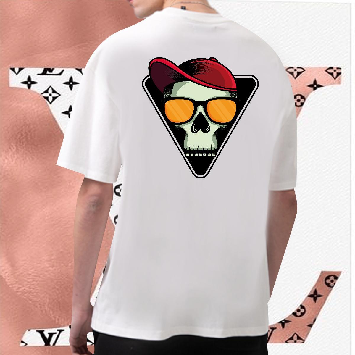 Popular T-Shirts 230g Cotton skull Hip Hop Street Black Oversized Breathable Men Tops Tees Free Shipping Clothings
