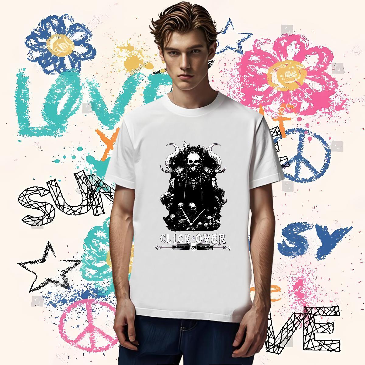 Loose T shirt 230g Pure Cotton skull High Street Hip Hop White Plus Size Round Neck Short Sleeve Men Tees Stylist Tshirts