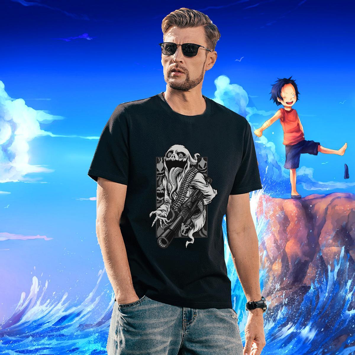 Designer T-Shirts 230g Pure Cotton skull Daily Outfit Custom Printing O-Neck Short Sleeve Men Clothes T-Shirt Casual New Polos