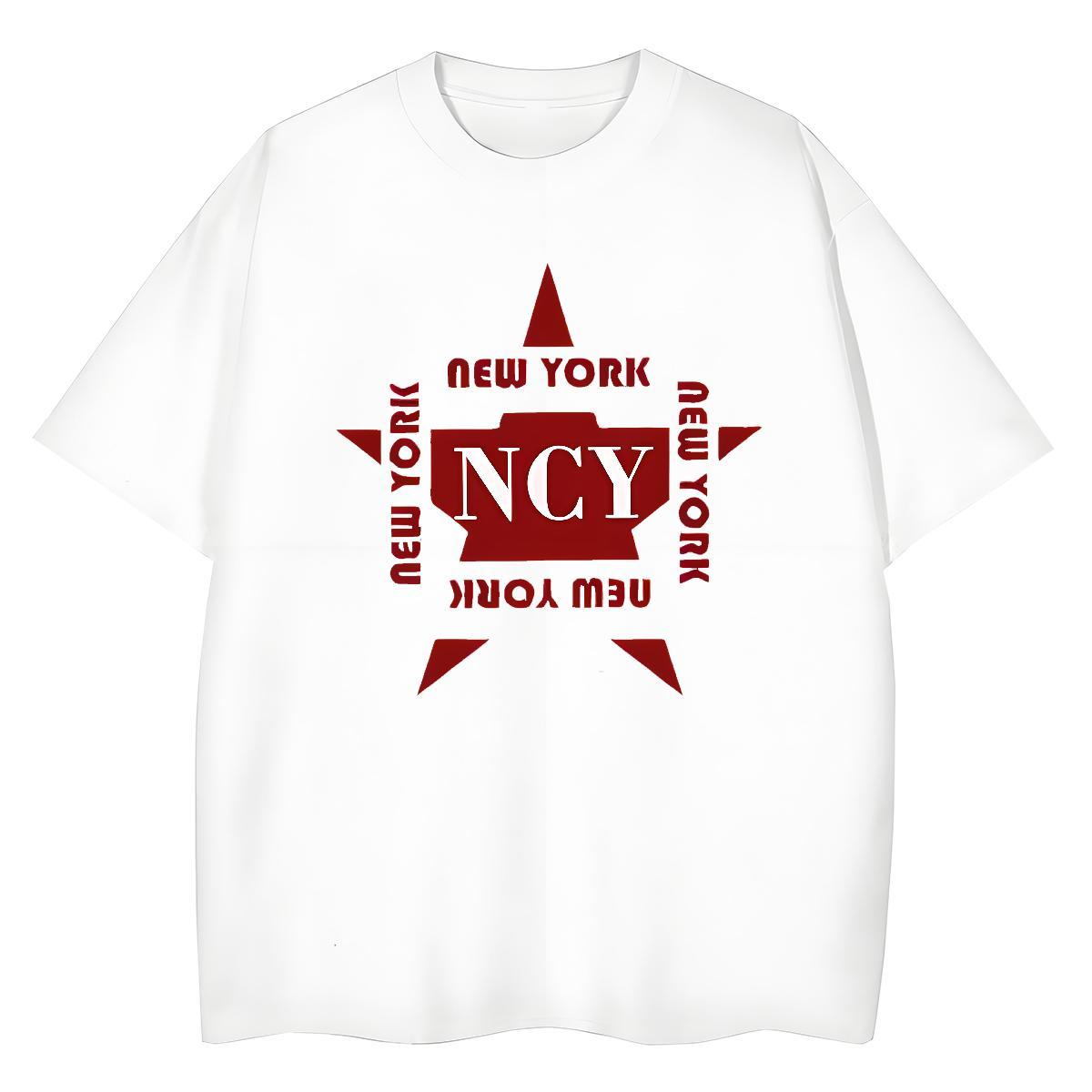 Loose T-Shirts 230g Cotton New York Casual White Plus Size Breathable Crew Neck Tshirt for Man Woman Fashion Design Tee Shirt