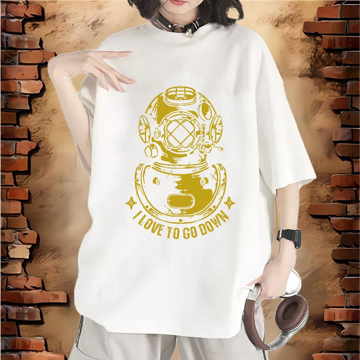 Nice Lady T shirt 230g Cotton space Sports Casual Women T Shirts Short Sleeve O-Neck White Plus Size Wear