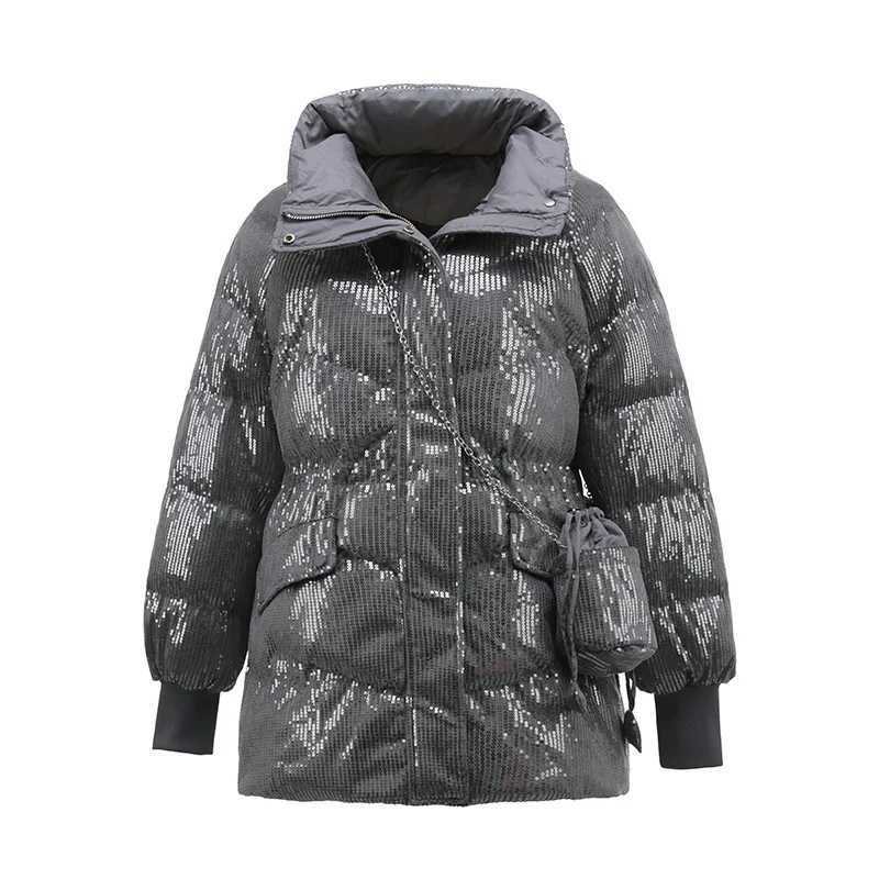 Women's Down Parkas Black Bright Silk Clothes Women Warm puffer Jacket Parka Feather Woman White Duck Down Coats Winter 2023 Y240824MVXE